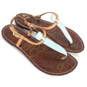 Sam Edelman GiGi Sandals size 8 Mint Tan Snake Textured Leather